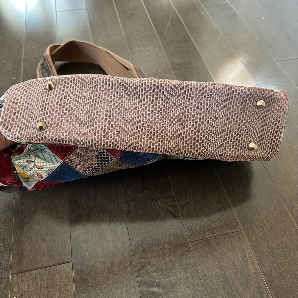 Leather Patchwork Shoulder Bag Flower Boho Hippie… - image 6